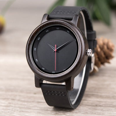 Men's and women's leather wooden watches