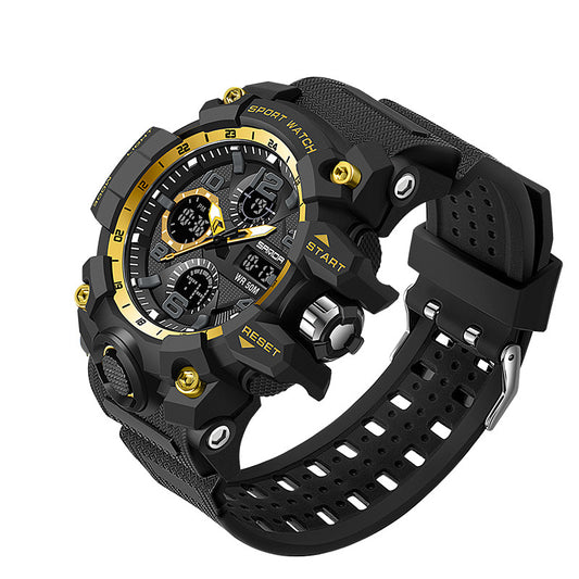 Waterproof Men's Stopwatch Wristwatch with Dual Display Quartz Sports Watches for Men with Various Features